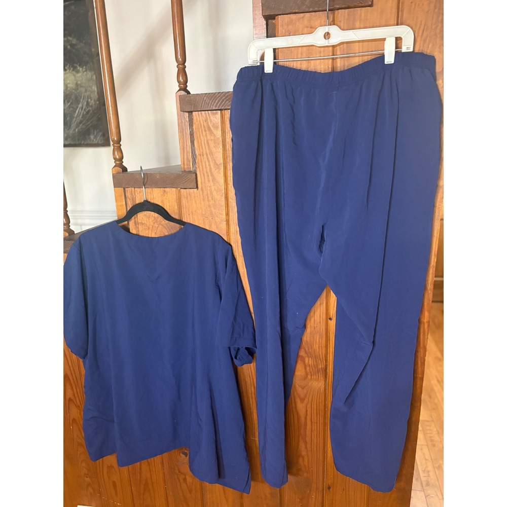 Jockey Navy Blue Scrub Set Womens 4X Top 3X Pants V-Neck Cargo Medical Uniform - Picture 3 of 4